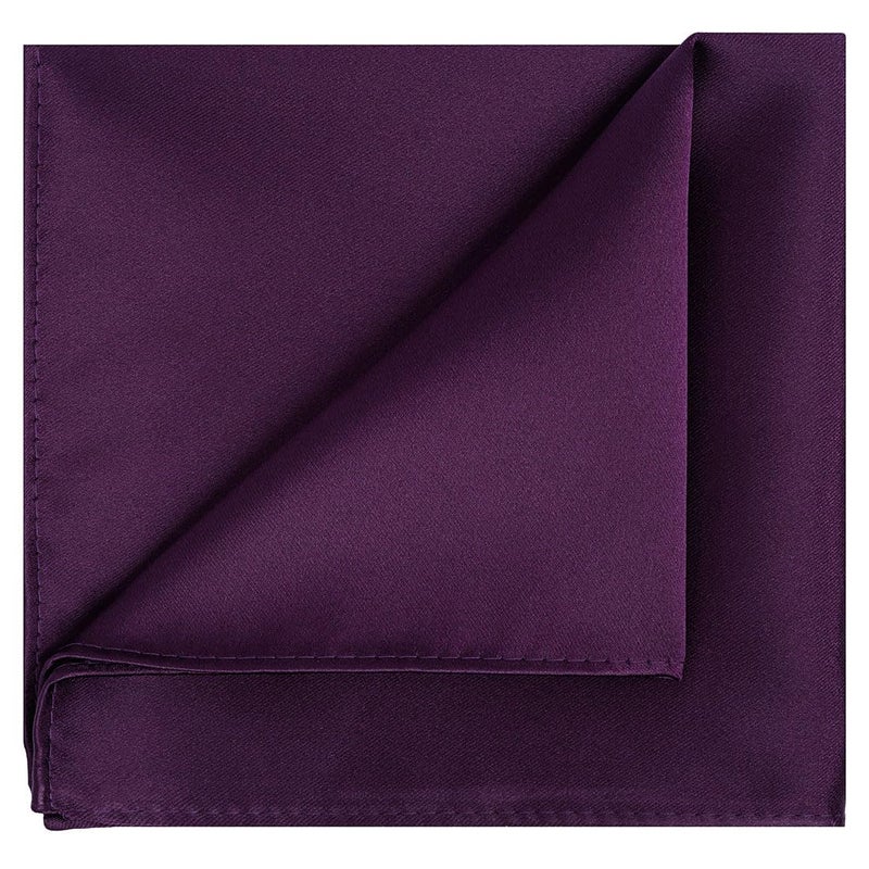 KissTies Plum Purple Satin Tie Set Solid Ties Mens Necktie + Pocket Square - Image 4